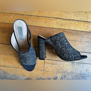 Betsey Johnson black and silver glitter sparkle heels